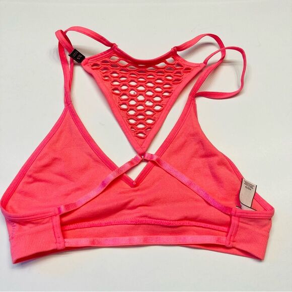 Victoria's Secret Crochet Fishnet Racerback Bralette Size XS Neon Coral NEW - Picture 8 of 9